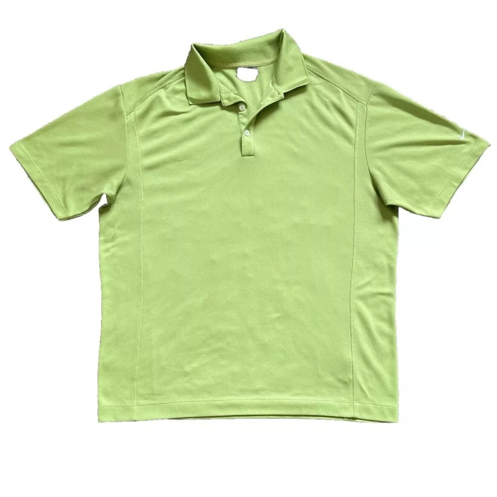 Nike Golf Polo Shirt Mens DriFit Lime Green Short Sleeve Polyester Size Large L